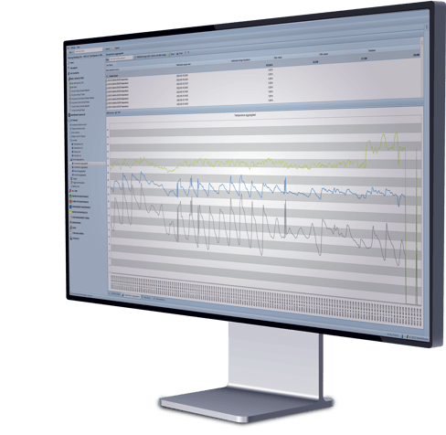 Preventive maintenance Trend insights displayed in MaintMaster IoT, with real-time analytics on a multi-line graph Preventive maintenance Trend insights displayed in MaintMaster IoT, with real-time analytics on a multi-line graph